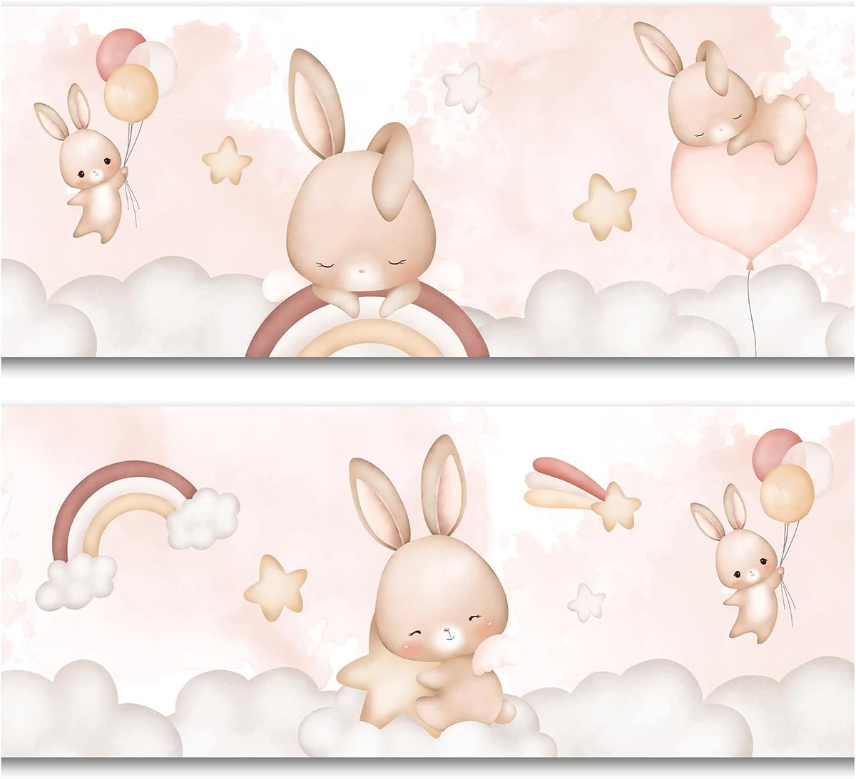 15 cm x 200 cm voor kinderkamer babykamer decor sticker wandrand zelfklevende muursticker voor kinderen meisjes jongens Y033 (hazen met ballonnen)
