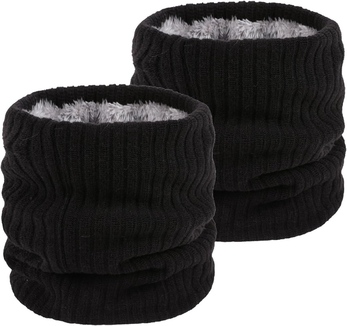 2 stuks sjaal winter halsslang ski, colsjaal nekwarmer gezichtssjaal fleece loop sjaal voor mannen vrouwen activiteiten warme nekwarmer sport, zwart., M
