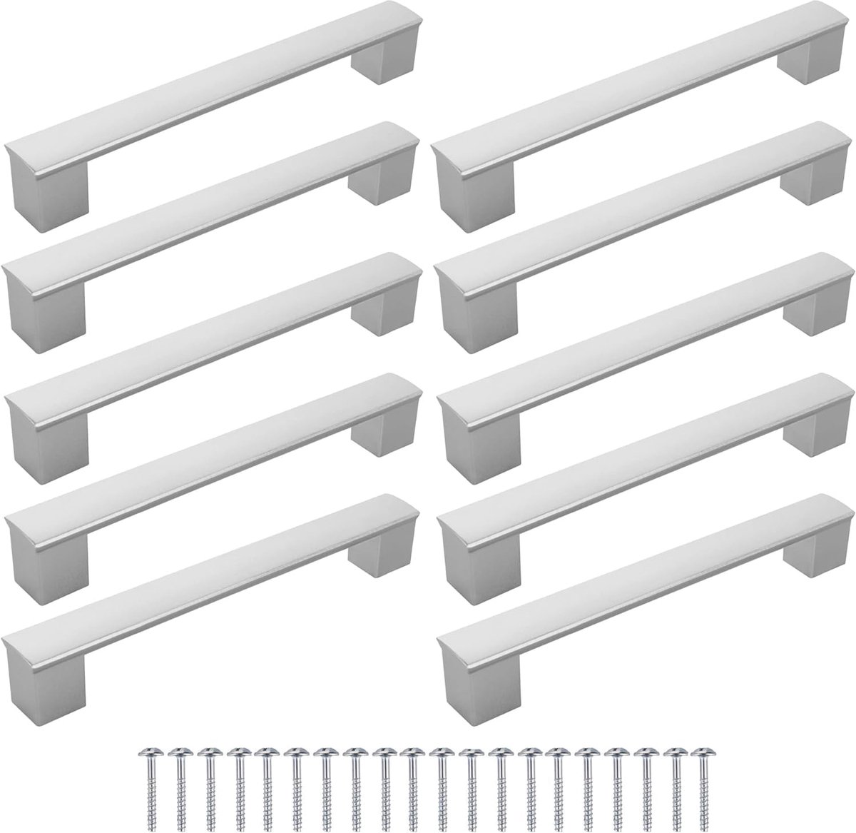 Meubelgrepen, set van 10 stuks, voor keukenkasten, zilverkleurig, 128 mm, meubeldeurgrepen voor keuken, universele ladegrepen en keukengrepen, kledinggreep