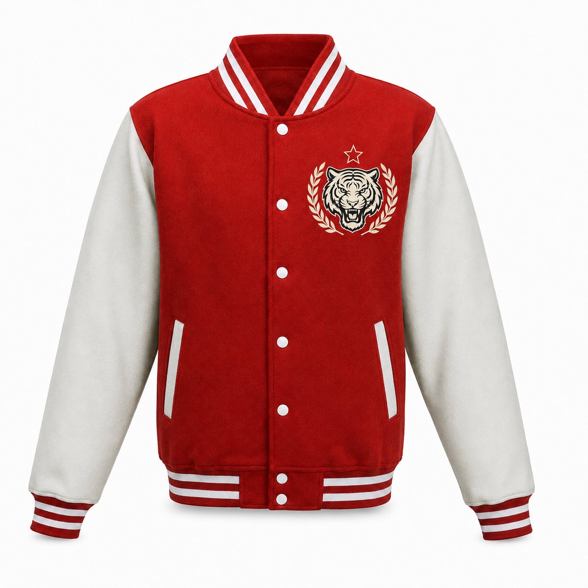 Varsity jacket heren - Tijgerdesign - Drukknopen - L