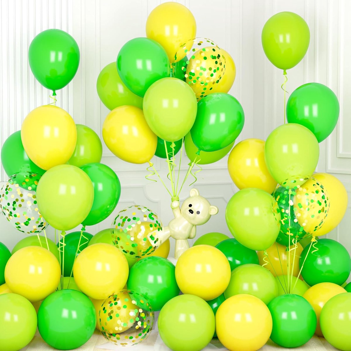 SnelShoppen - 30 Stuks 12 Inch Matte Lima Groene Gele Confetti Latex Ballonnen Set voor Verjaardag, Babyshowers, Bruiloften, Jungle en Dinosaur Thema