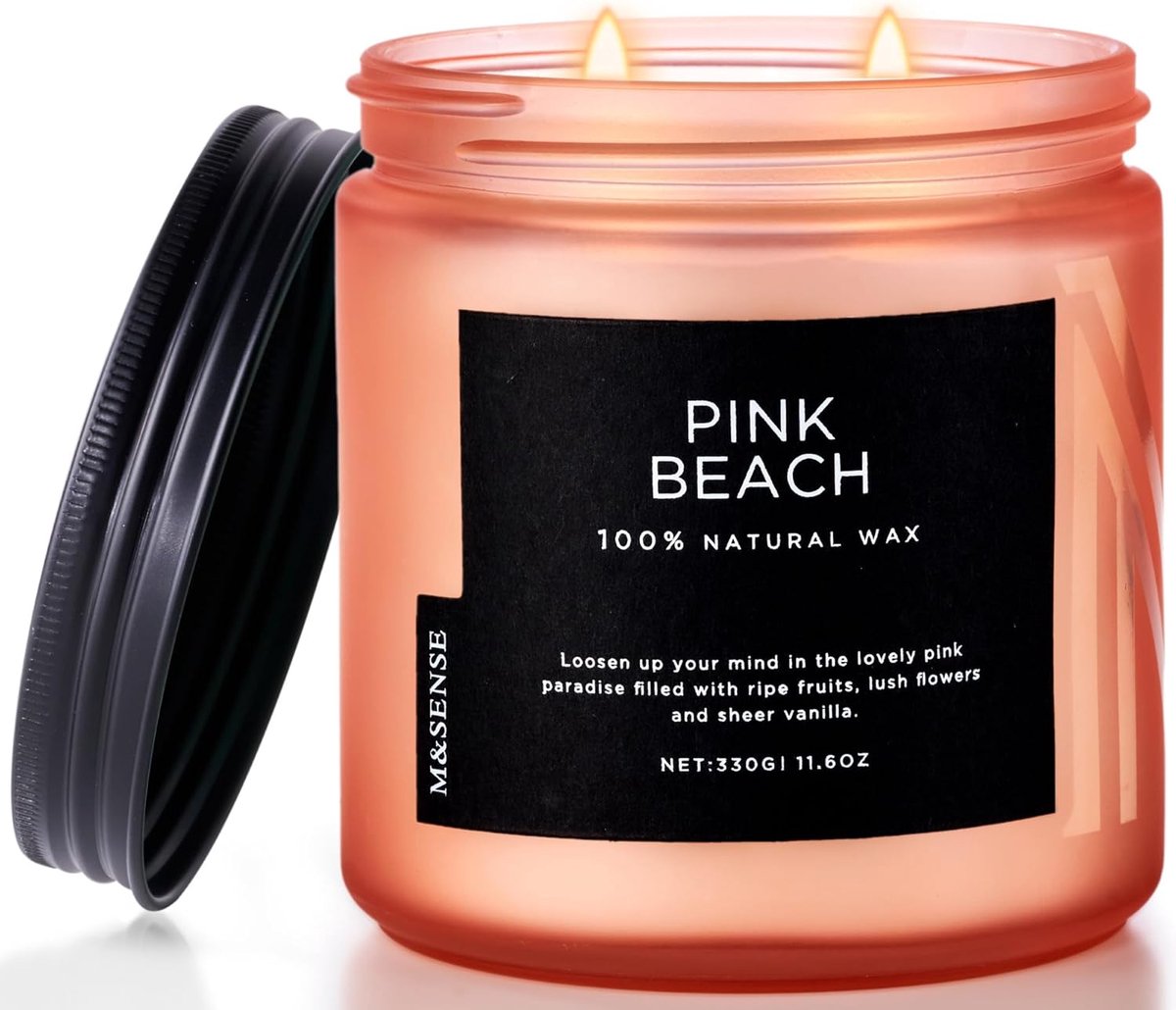 SnelShoppen - Geurkaars Pink Beach Jar, 11 oz Ananas Kokosnoot Geur, Soja Kaars met 70 Uur Brandtijd, Duurzame Decoratie voor Thuis, Perfect Cadeau vo