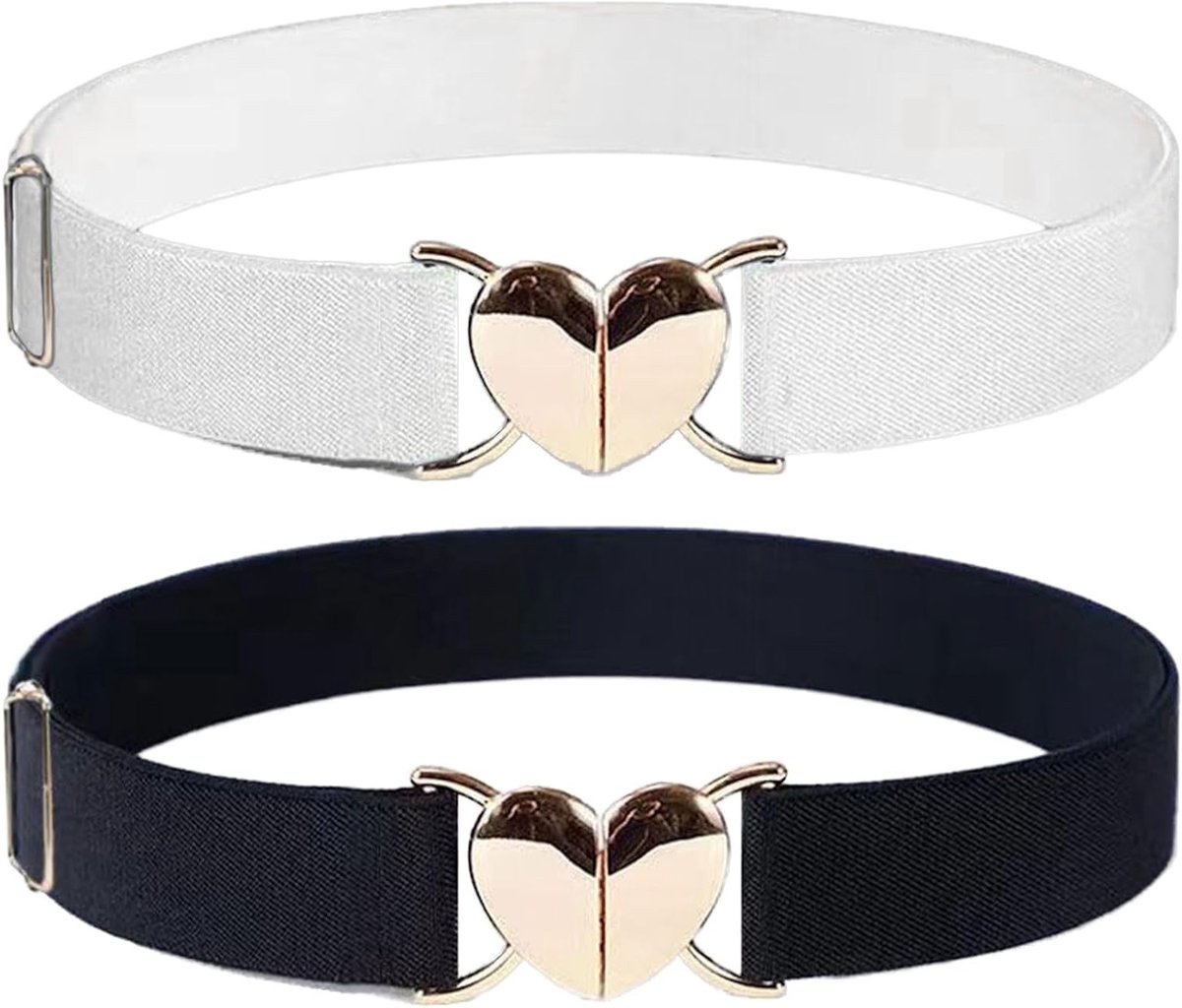 2 Stuks Meisjes Riemen met Elastische Tailleband - Verstelbare Stretch Riem voor Kinderen en Tieners