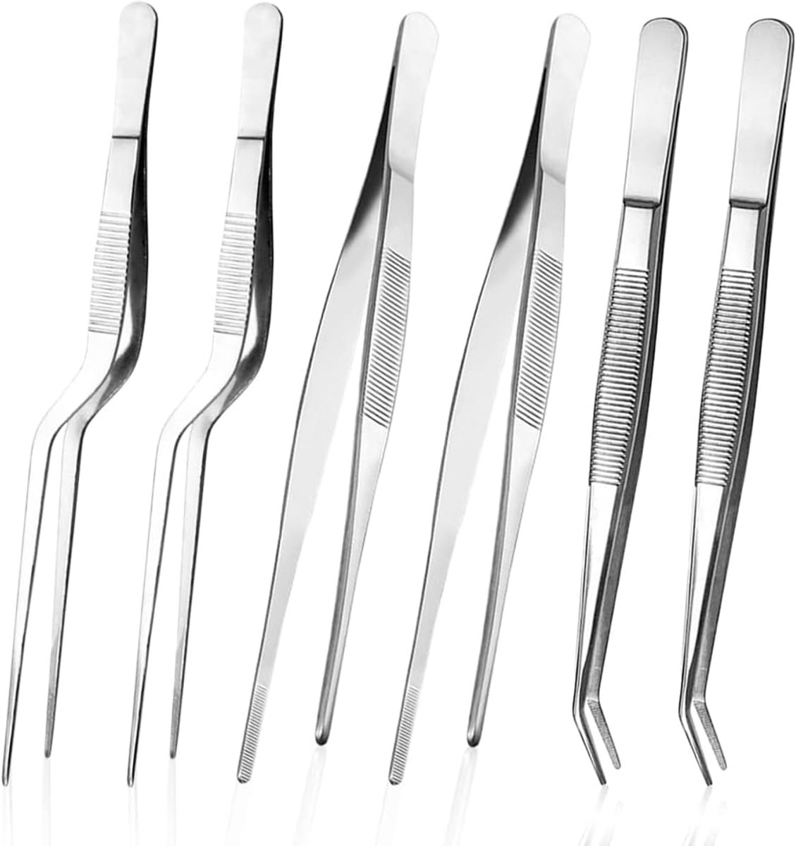 SnelShoppen - Keuken Tweezers, Kooktweezers, RVS Tweezers, BBQ Tweezers, Decoratie, Koken, Bakken, 16 cm, Set van 6 Stuks