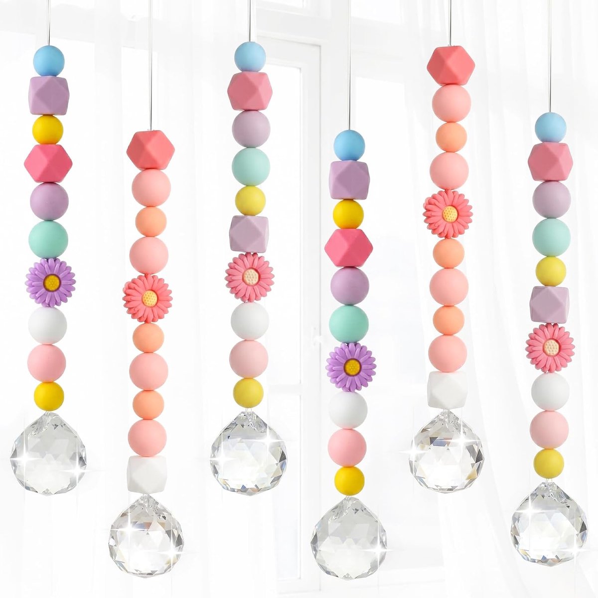 SnelShoppen - Zonnevanger Kristal DIY Set, 6 Stuks K9 Prisma's, Decoratieve Kralen, Parelkoord, Knutselset voor Raamdecoratie, Tuin en Kinderfeestjes
