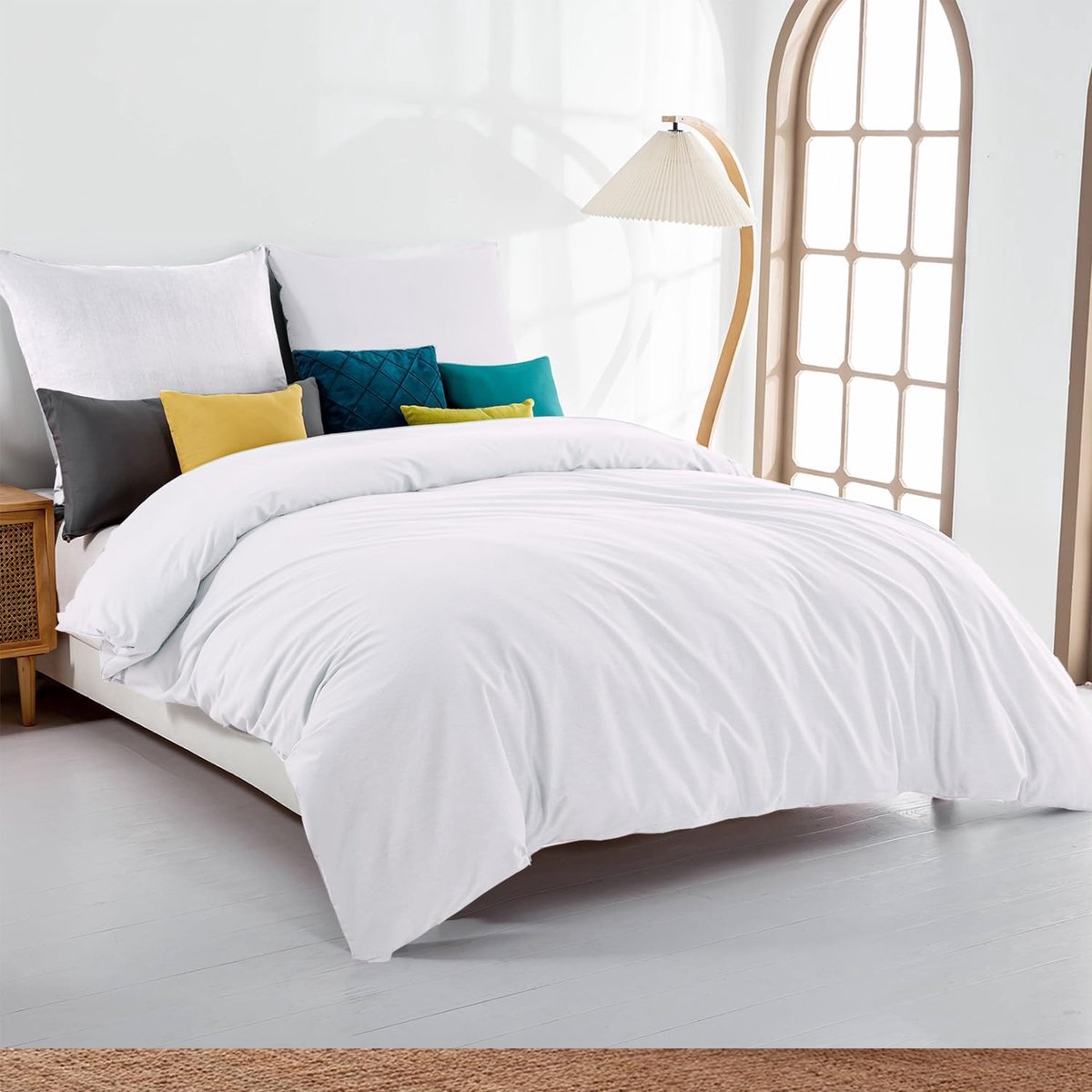 SnelShoppen - Microfibre Beddegoed Set 140 x 200 cm, Witte Duvet Cover met Kussensloop 80 x 80 cm, Kreukvrij en Strijkvrij, Ideaal voor Comfortabel Sl