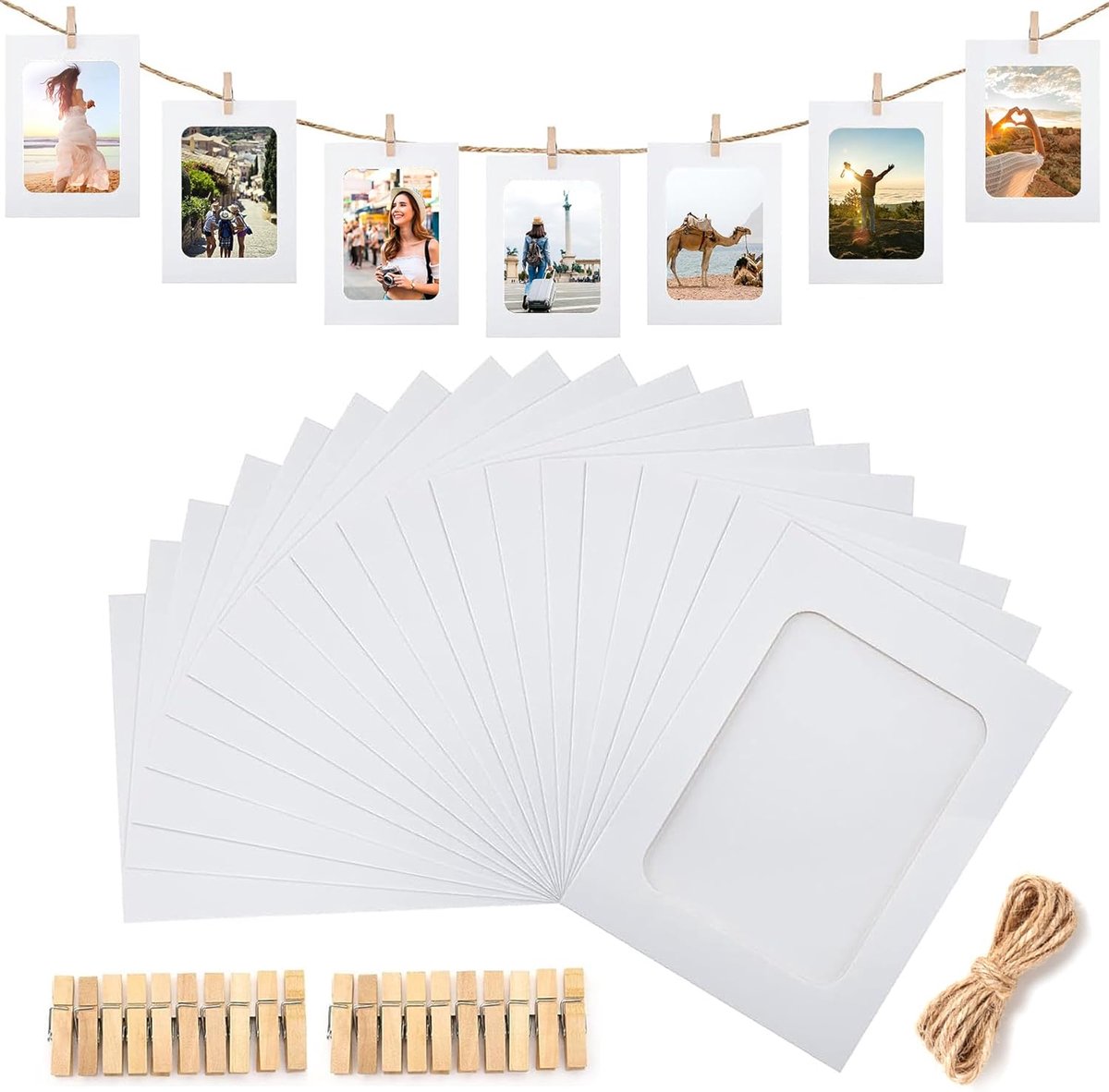 20 Stuks Ophangbare Kartonnen Fotolijstjes Wanddecoratie Wit
