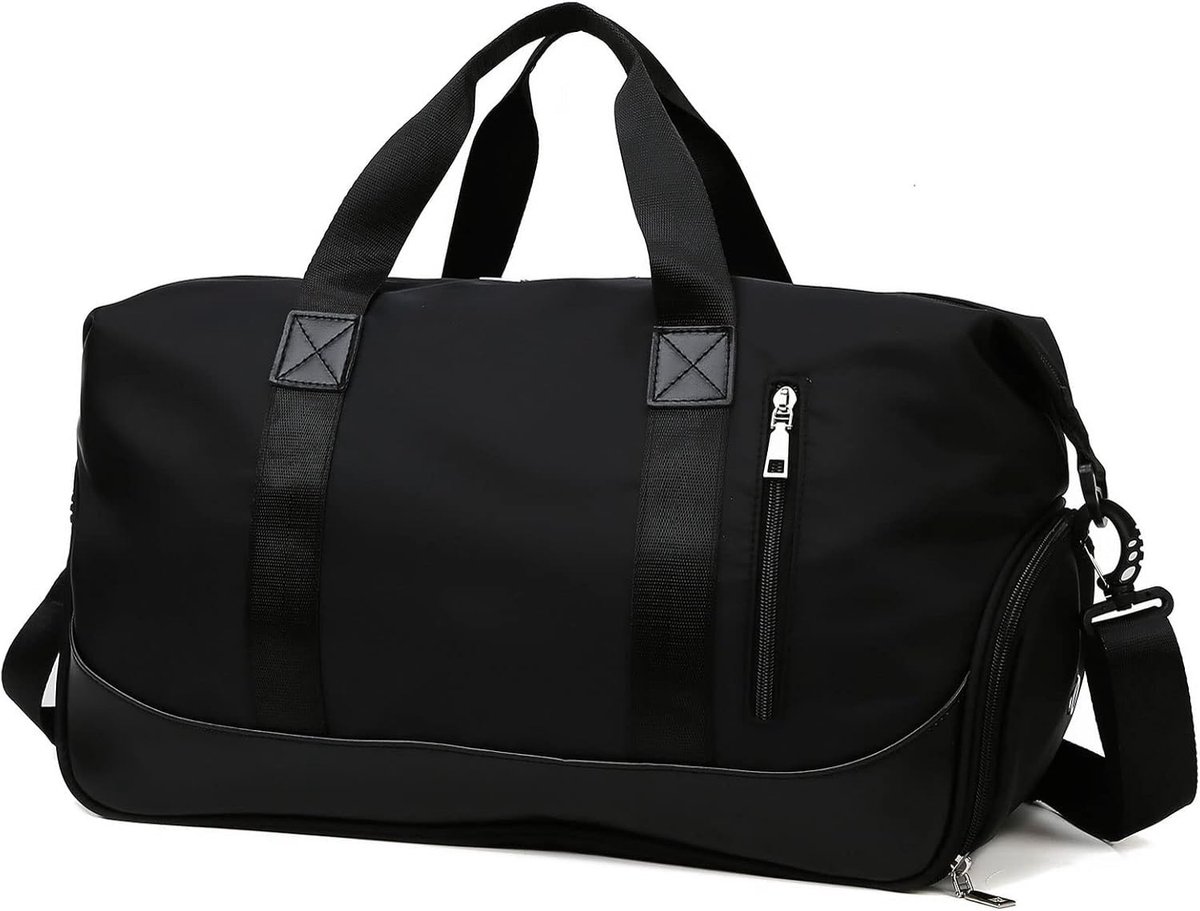 SnelShoppen - Grote Sporttas voor Mannen en Vrouwen met Schoencompartiment, Waterdichte Weekendtas, Fitness Bag, Reis Bagage, Zwarte Duffel voor Sport