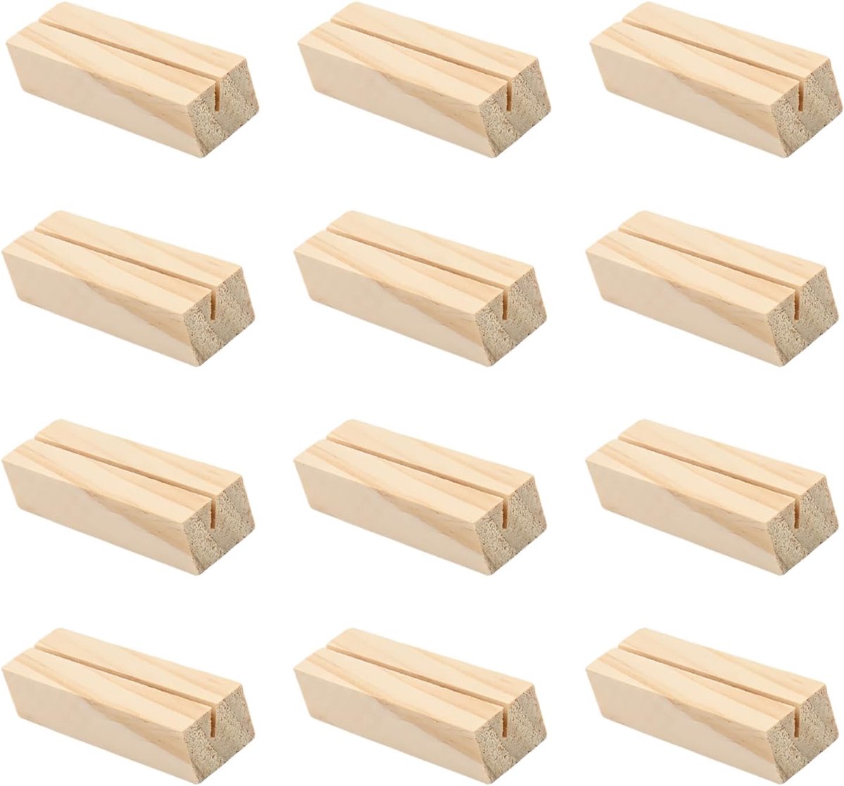 SnelShoppen - Set van 12 Houten Kaarthouders, Stabiliteit voor Tafelkaarten, Menukaarthouder, Postkaart Houder, Fotohouder, Decoratie voor Feestelijke
