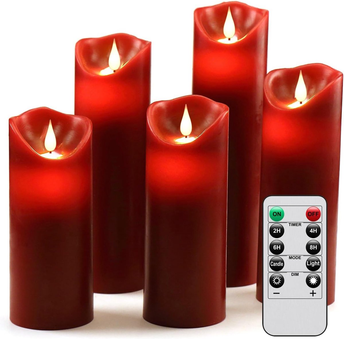 SnelShoppen - LED Kaarsen Set van 5, Vlamloze Decoratieve Kaarsen met Realistische Flickering Vlam, 250 Uur Brandduur, 10-Toetsen Afstandsbediening en