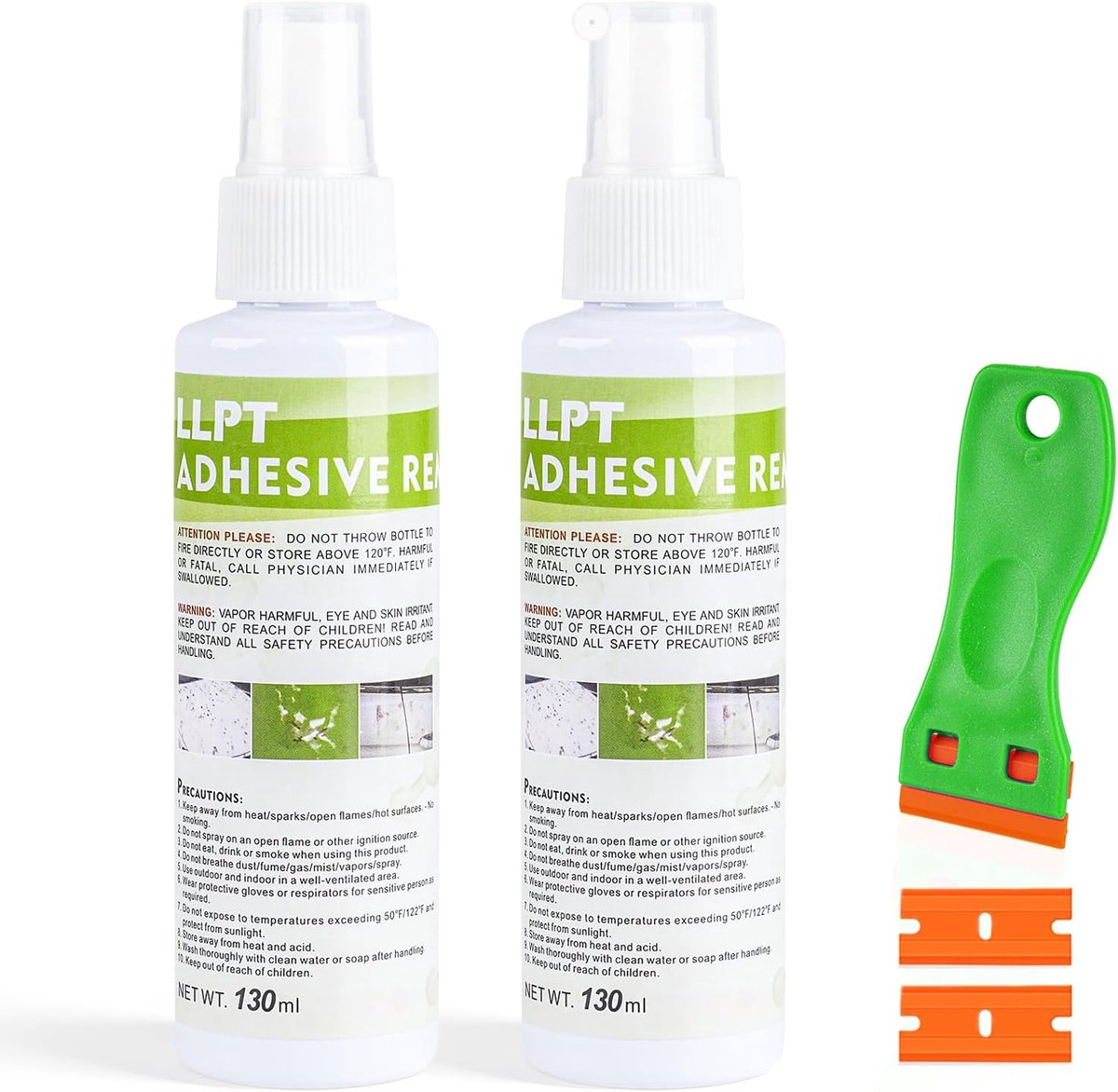 SnelShoppen - LLPT 49503B-2 Lijmverwijderaar, Sticker Verwijder Spray, 130 ml, 2 Stuks, Inclusief Plastic Schraber, Plakband, Kaugom, Vuil