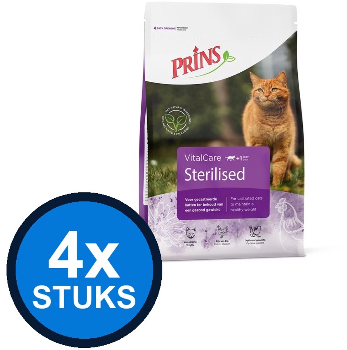 4x Prins - VitalCare sterilised 1,5kg - Kattenvoer - 1.5 kg