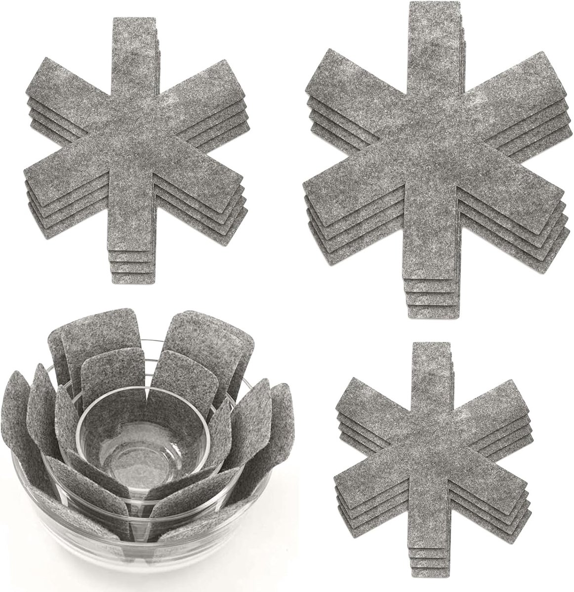 SnelShoppen - 12 Stuks Vilt Pot Beschermers, 38, 35, 26 cm, Hittebestendig Pan Bescherming, Antislip Pan Scheiding, Coaster voor Pannen en Schalen, Ke