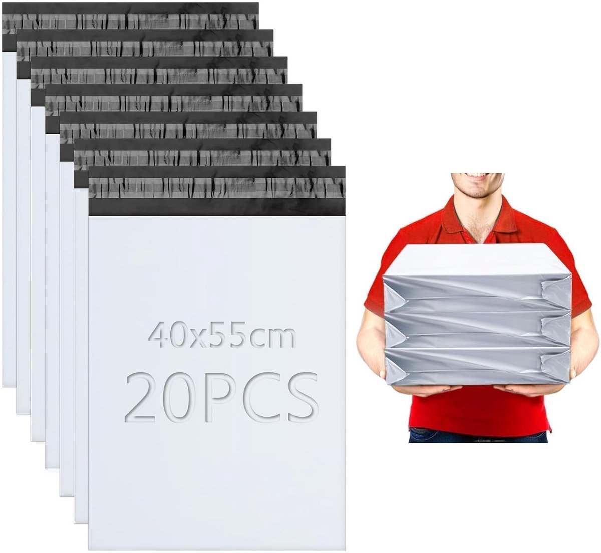 SnelShoppen - Verzendzakken XRX-054 - 20 Stuks - Waterbestendig en Duurzaam - 15.7x21.6 Inch - Perfect voor Verzenddoeleinden, Kantoor, Webshops