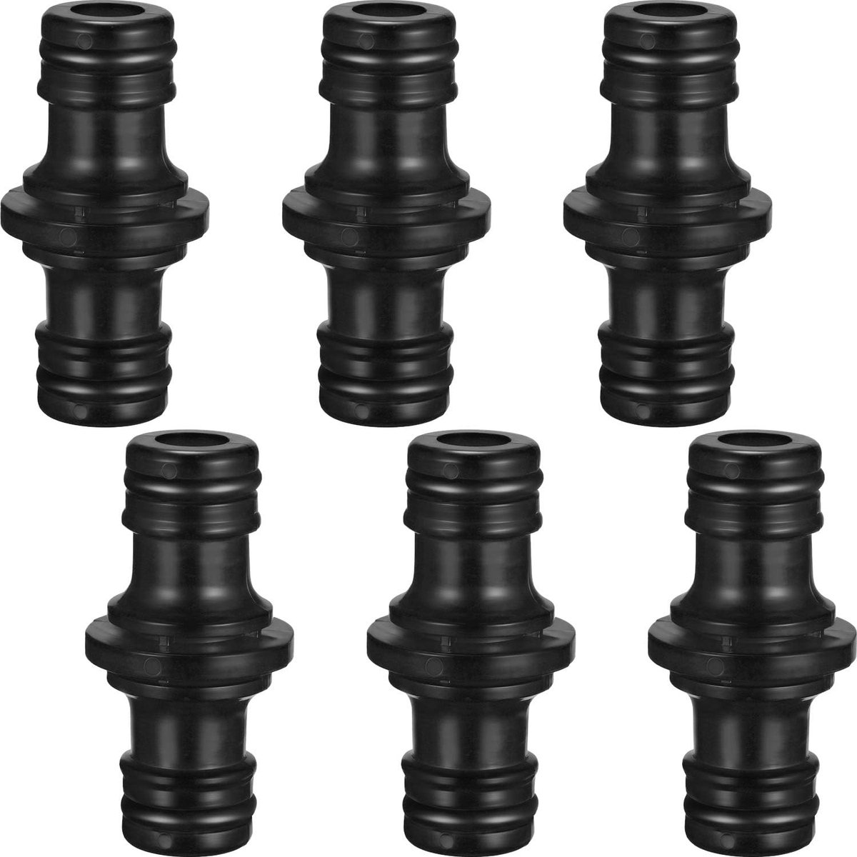 SnelShoppen - Set van 6 Dubbele Slangenconnectoren voor Tuinslangen, 1,27 cm (0,5 inch) Hose Connectoren, Ideaal voor Tuin, Irrigatiesystemen en Landb