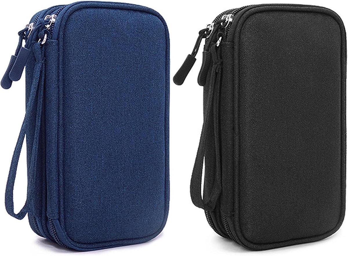 SnelShoppen - Set van 2 Reis Kabel Organizers - Accessoire Tas, Draagbare Kabel Organizer voor Powerbank, Multi-Kleur, Modern Design, Ideaal voor Reiz