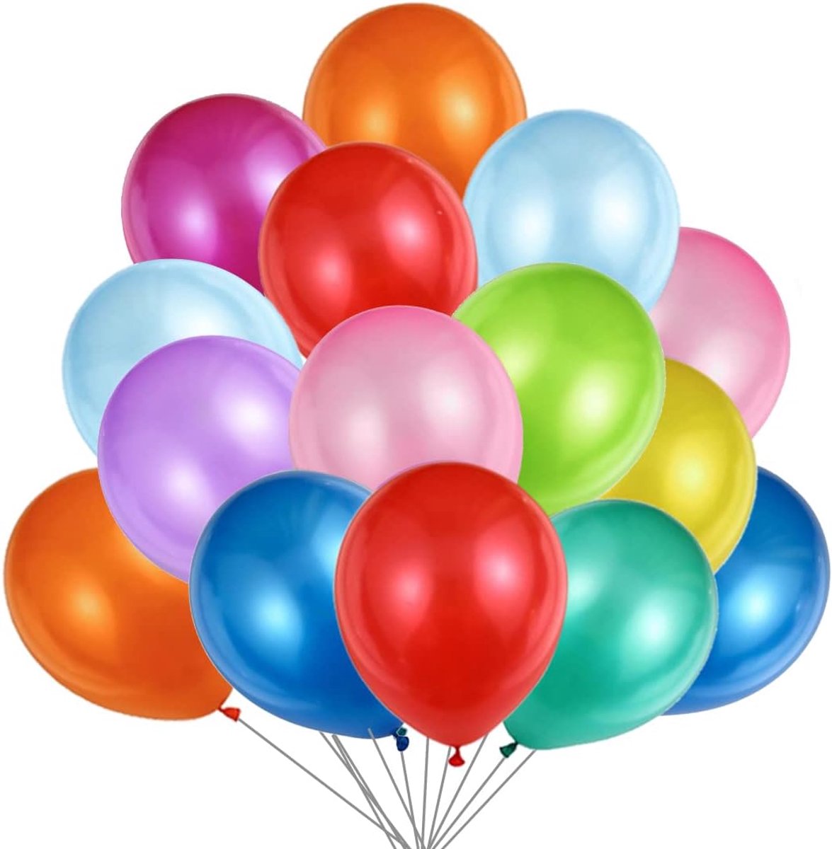 SnelShoppen - 100 Kleurige Ballonnen 12 Inch Helium Ballonnen voor Feesten, Verjaardagen, Kinderfeestjes, Babyshowers en Bruiloften - Regenboog Ballon