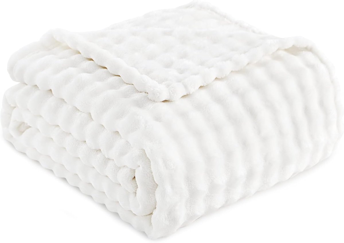 SnelShoppen - RUIKASI Blanket Plaid 130 x 150 cm - Witte Katoenen Plaid voor Thuis, Feest, Camping, Kinderkamer en Tuin