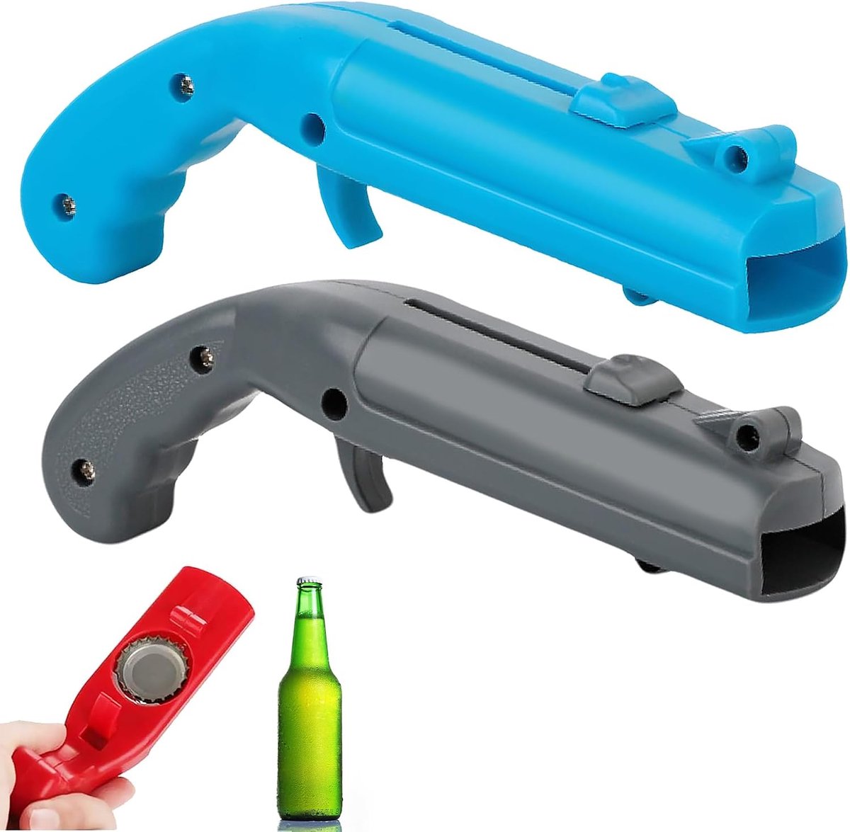 SnelShoppen - 2 Pcs Bottle Opener Gun - Grappige Bieropener met Schietfunctie - Perfect voor Feestjes, Thuis, Restaurant of Bar - Uniek Cadeau voor Ma