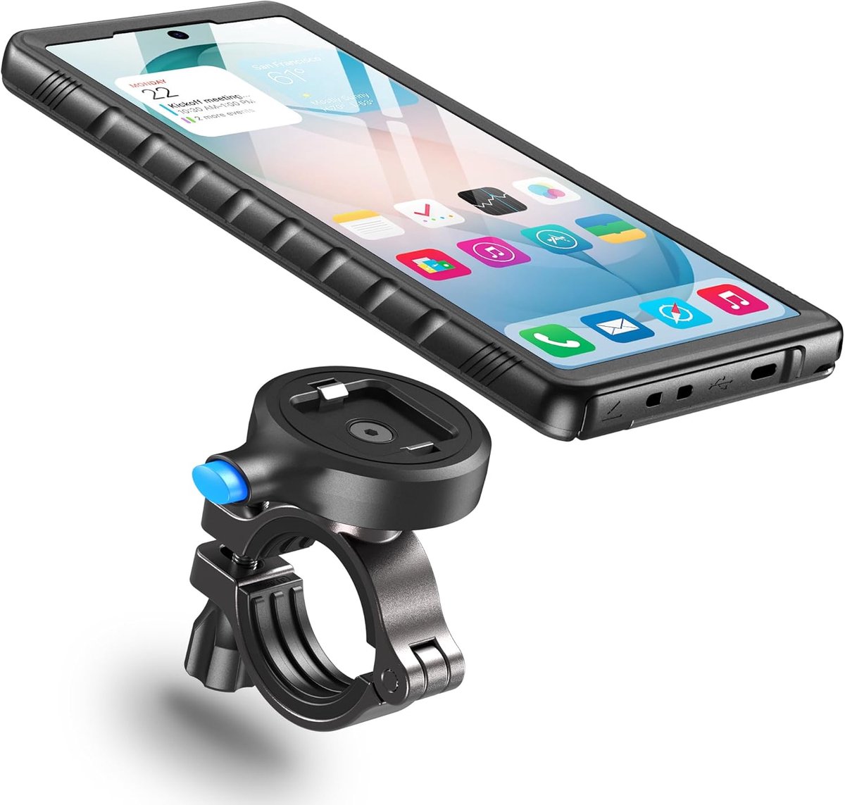 Thijox - Cozycase Fiets Telefoonhouder Waterdicht voor Samsung Galaxy S26 Ultra - 1 Sec Ondersteuning en Ontgrendeling - Stuur Mount voor Motorfiets e