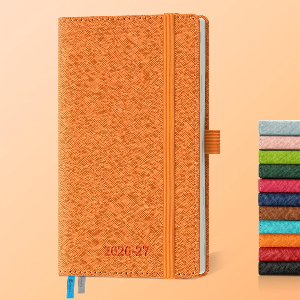 SnelShoppen - Agenda 2026 2027 - Weekly Planner A6 - 18-Manden Kalender - PU Leer - 80 GSM Papier - Oranje - Perfect voor Organisatie en Planning