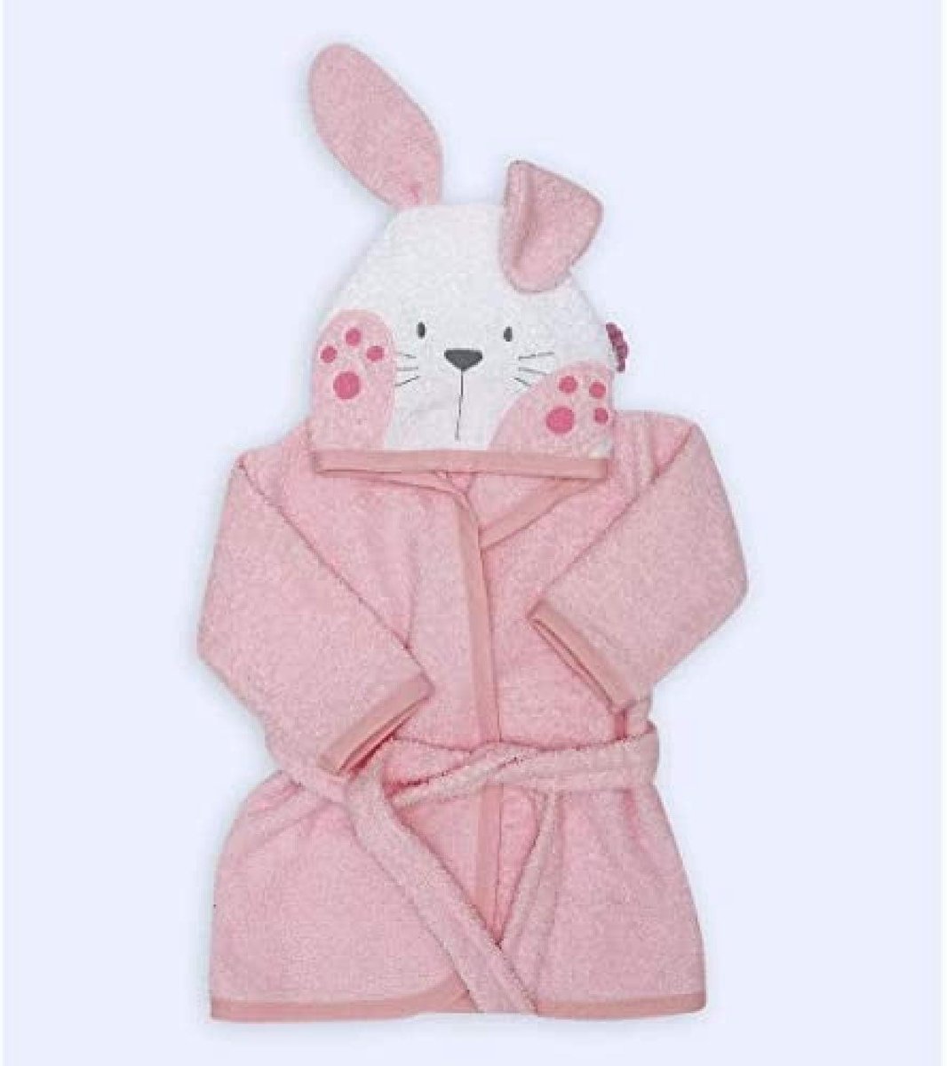 SnelShoppen - Ti TIN roze badjas met capuchon voor kinderen - 100% hoogwaardig katoen - schattige konijnenoren - ultra-absorberend - perfect voor thui
