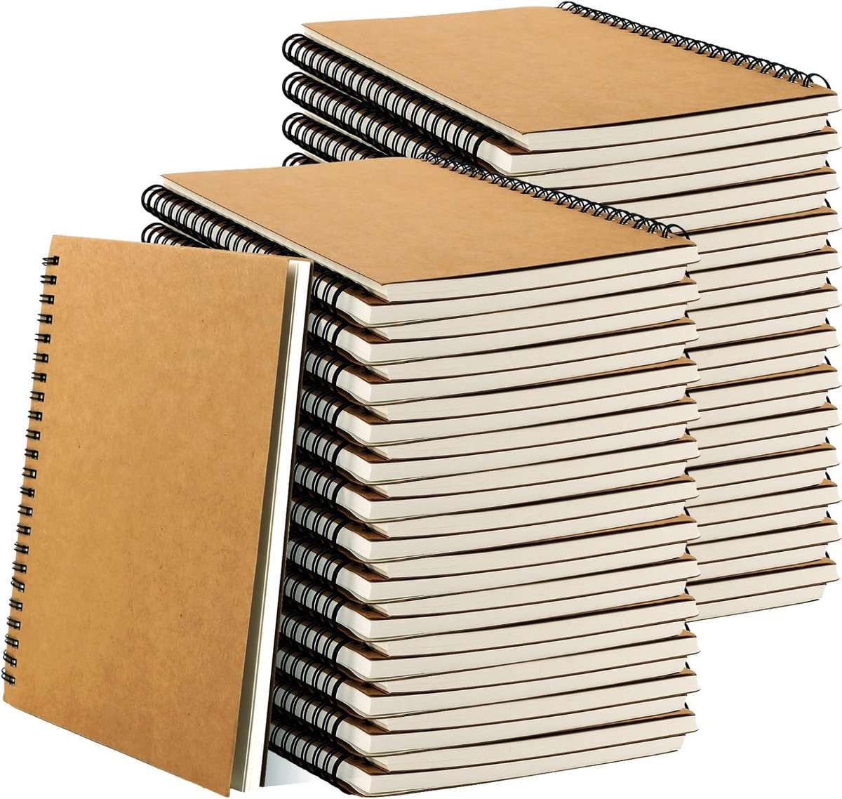 Thijox - Notitieboek A5 Spiraal 24 Stuks Gelinieerd Notitieblok 60 Vellen Kraftpapier Voor School Dagboek En Schetsen
