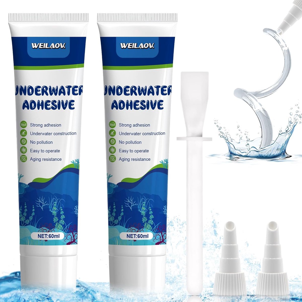 SnelShoppen - Aquarium Lijm, Silicone Lijm Transparant, Onderwater Verbindende Waterdichte Lijm, 2x60ml, Perfect voor Vijver en Aquarium