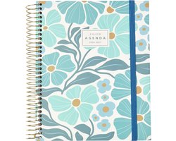 SnelShoppen - Schoolagenda 2026 2027 - A5 Weekoverzicht, Hardcover, Spiraal en Elastiek Sluiting, Talen SPA, ENG, FRA, DU, Inclusief Stickers - Duques