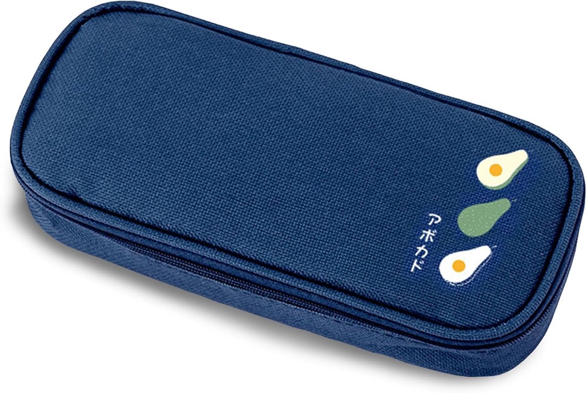 Thijox - Opbergdoos Extra Groot met Scheidingsvak, Ritsvak, Pennenhouder, Geodriehoek, Kijkvenster voor Lesrooster - Blauw, Uniseks, Ideaal voor Schoo
