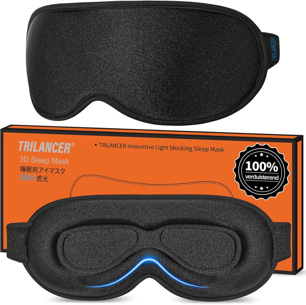 Thijox - Innovatief Lichtblokkerend Slaapmasker voor Mannen en Vrouwen, 100% Comfortabel Traagschuim Oogmasker, Zwart Nachtmasker voor Slapen, Mediter