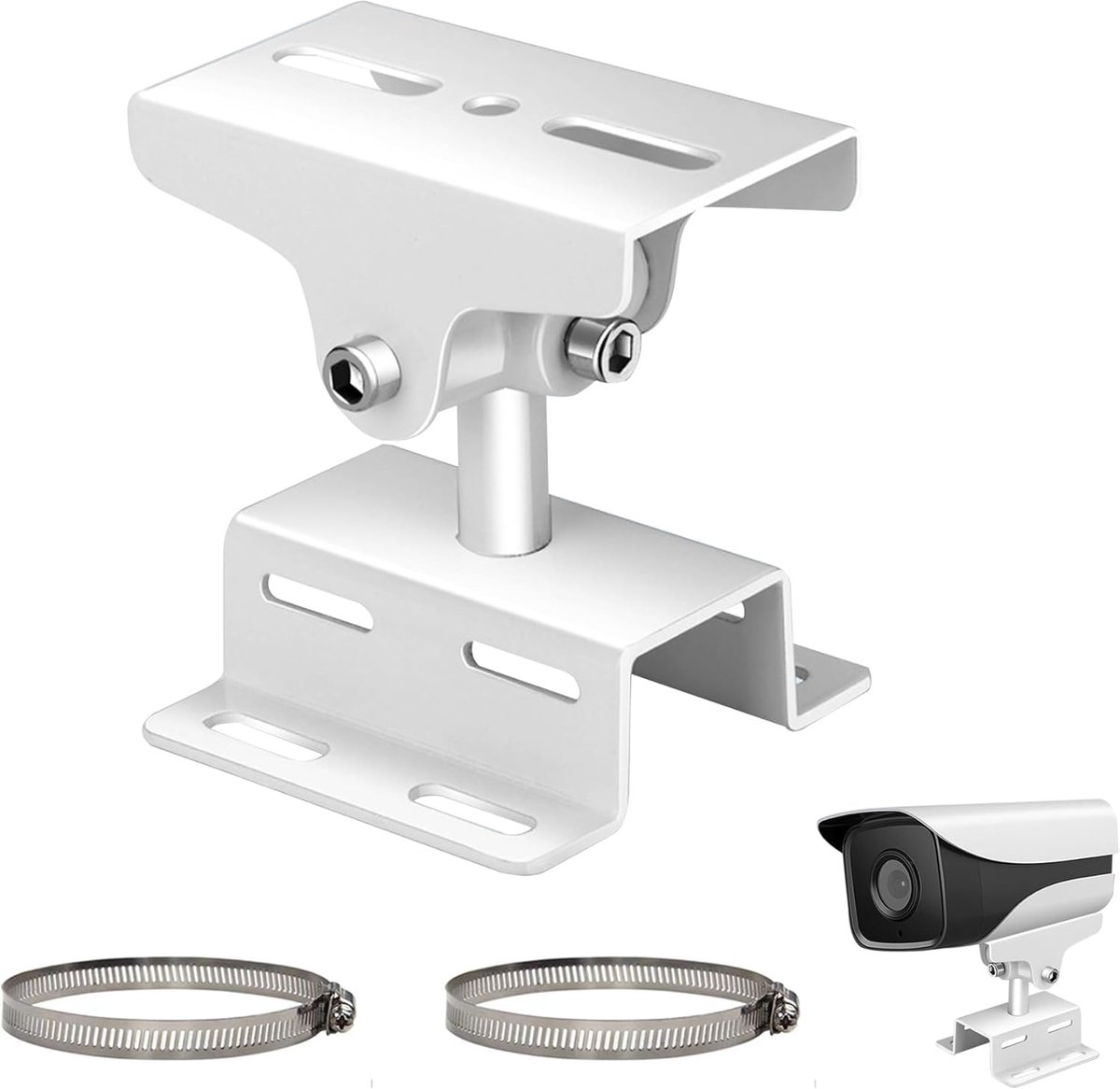 SnelShoppen - Camera Holder voor Buiten, Verstelbare Beugel voor Beveiligingscamera's, Metaal, Geschikt voor Buizen tot 200 mm, Flexibele Montage