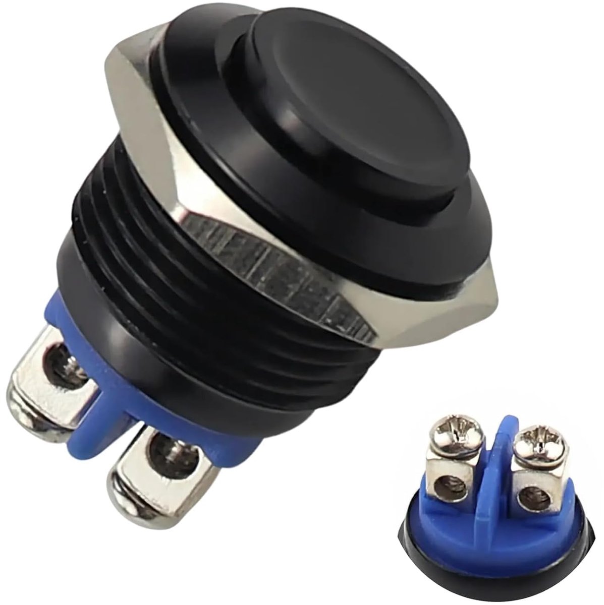 SnelShoppen - Push Button 12V 16mm Waterdichte IP65 Metalen Schakelaar Zwart Voor Auto, Boot, Huishoudelijke Apparaten en DIY Projecten