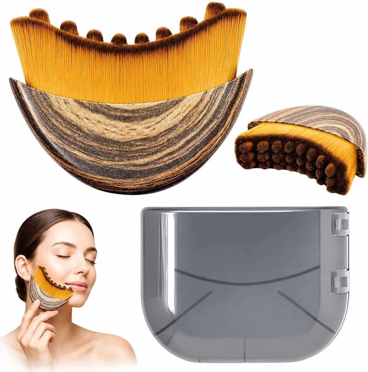 SnelShoppen - 1-delige Gezichtsborstel voor Droge Massage - Ergonomisch Ontwerp, Lymfedrainage, Verstevigende Huid, Opbergdoos - Ultra Zachte Haren