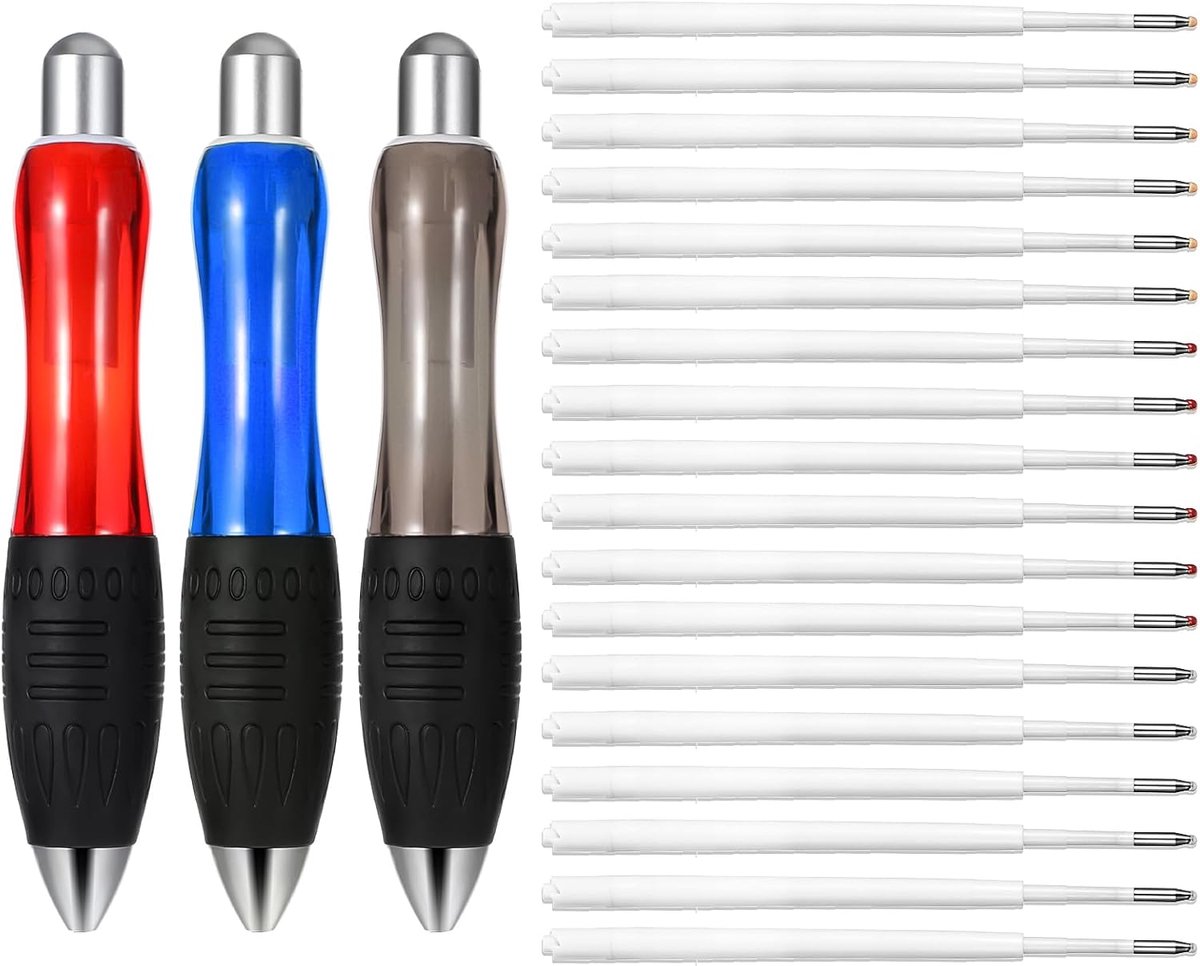SnelShoppen - Heavy Ballpoint Pen Set van 3 Stuks, Dikke Pen met Brede Handgreep, Schrijfgerei voor Kantoor, Zwart, Rood, Blauw, Ideaal voor Mensen me