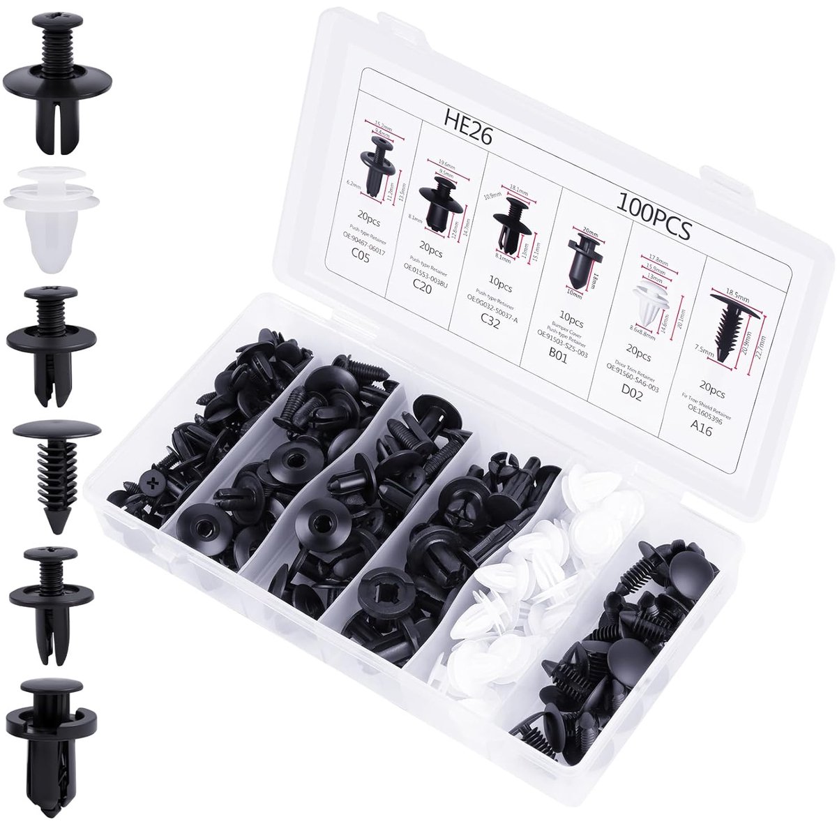 SnelShoppen - 100 Stuks Auto Clips Set - Hoogwaardige Plastic Bevestigingsclips - Deur Paneel Fender Montage Clips - Duurzaam en Lichtgewicht - Univer