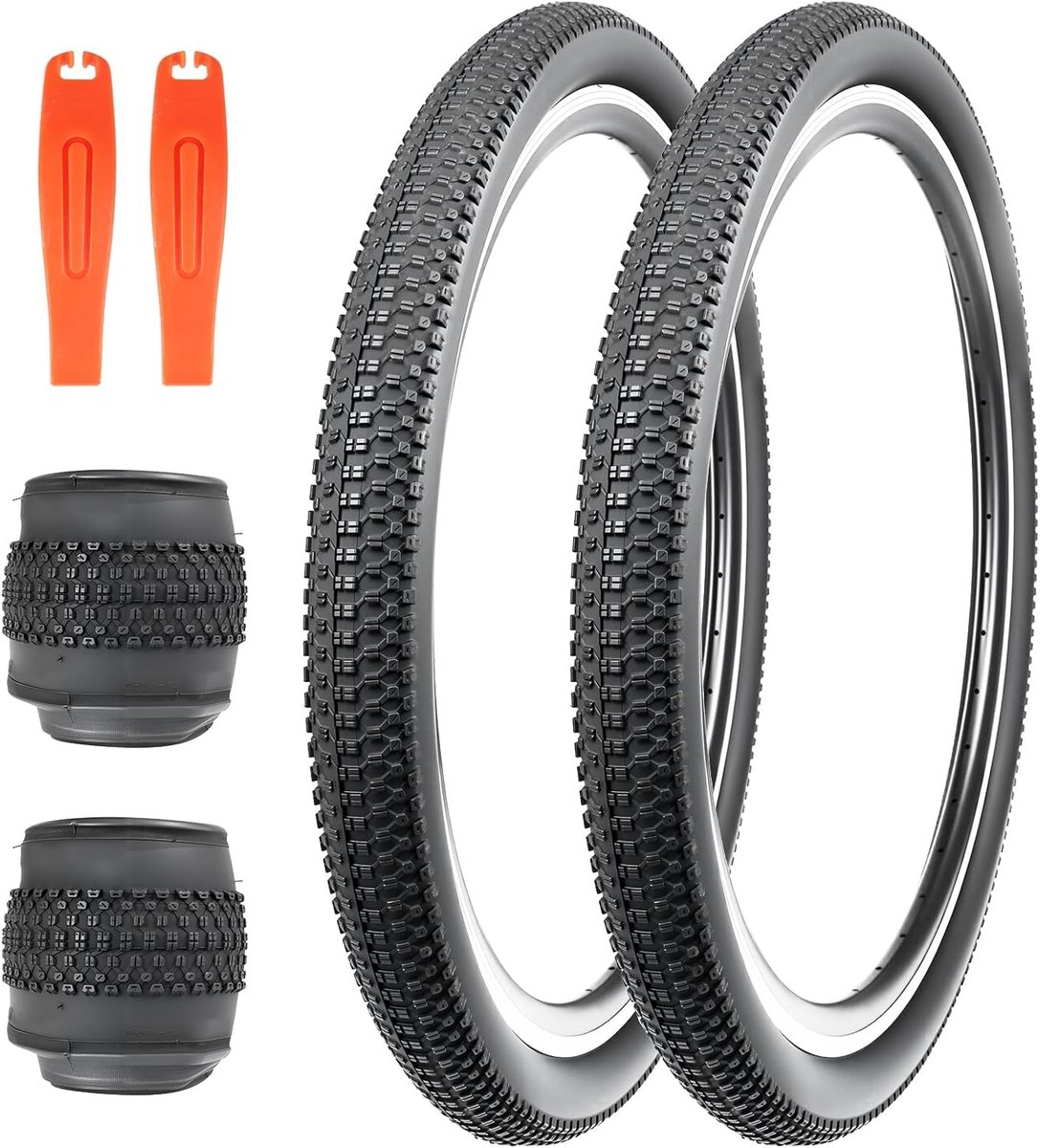 SnelShoppen - 2x Vouwbare Fietstires 26/27.5/29 Inch - Vervangende Fietskettingen 26x2.125 met Binnenband - Geschikt voor MTB, Stadsfiets, Wegfiets, H