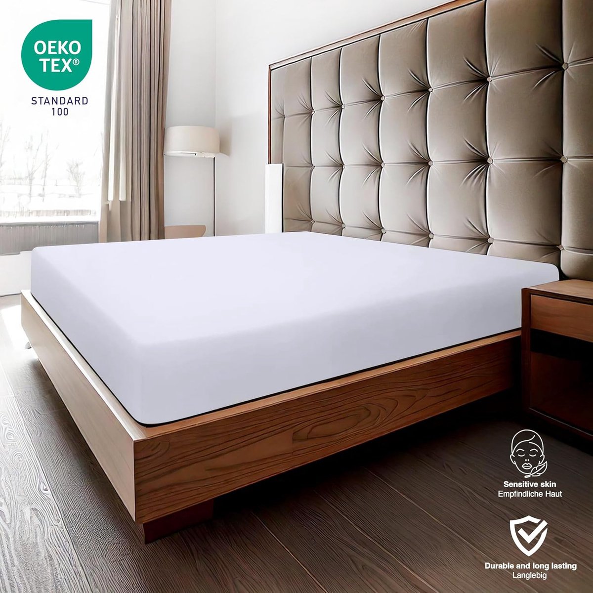 Thijox - Hoeslaken 180x200 cm Geborstelde Microvezel Polyester - Ademend Fitted Sheet voor Tweepersoonsbed met Hoekhoogte 35 cm - Oeko-TEX Gecertifice