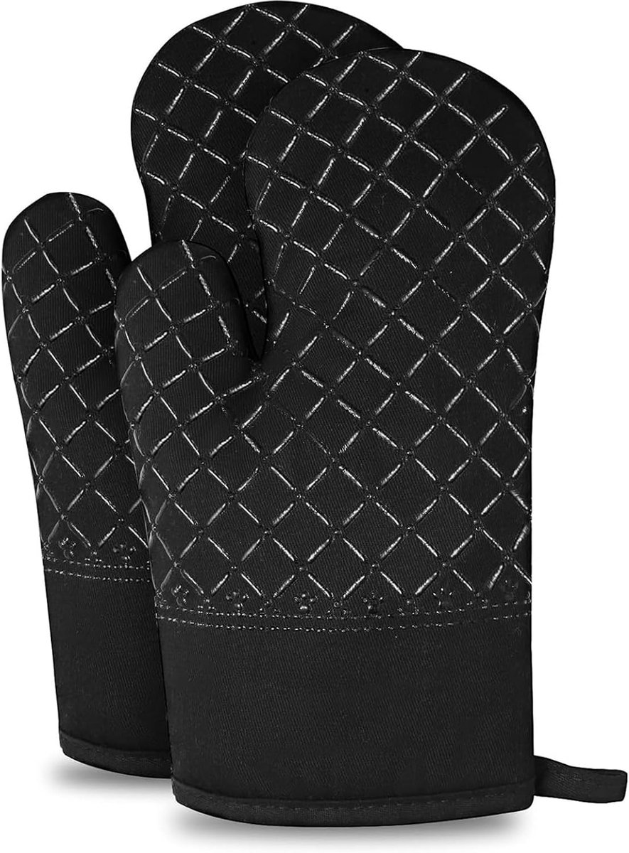 SnelShoppen - Hittebestendige Ovenwanten - Antislip Katoenen Pannenhandschoenen - 1 Paar voor Koken, Bakken, Grillen tot 300 °C - Keukenaccessoires