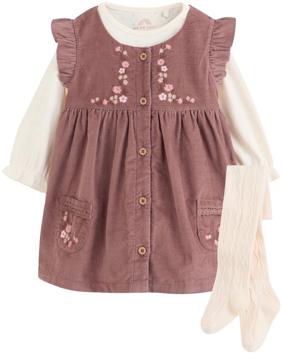 Next - Meisjes - 3-delige babyset met overgooier, rompertje en maillot - Bruin