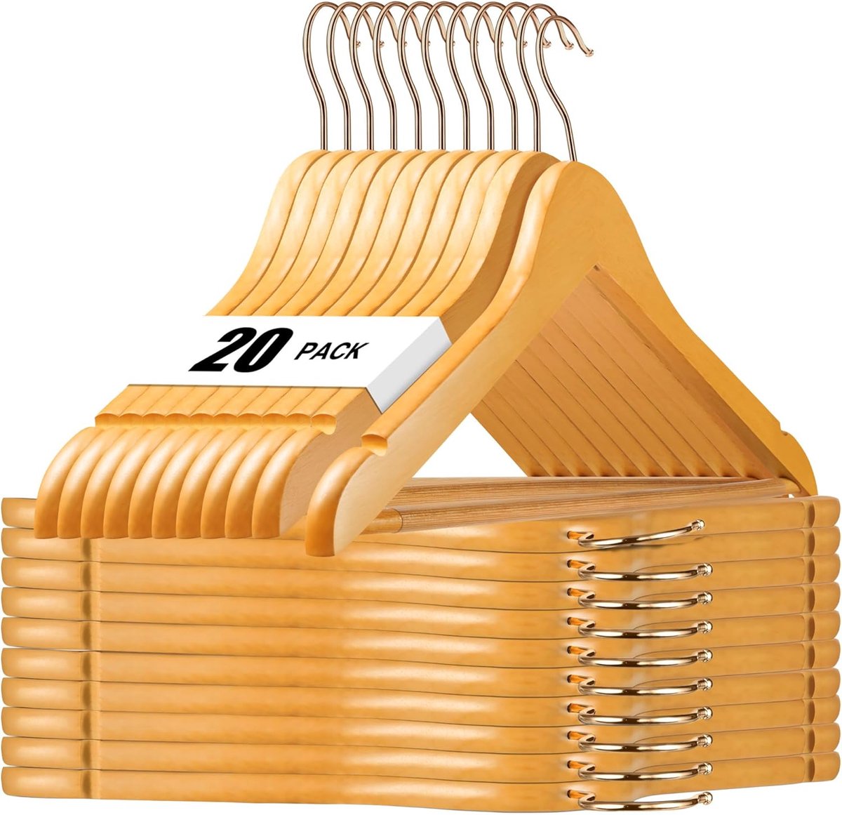 SnelShoppen - Houten Kinder Kleding Hangers, 360 Graden Draaihaak, Antislip Kledinghanger voor Jassen, Kostuums, Broeken en Kinderen's Kleding