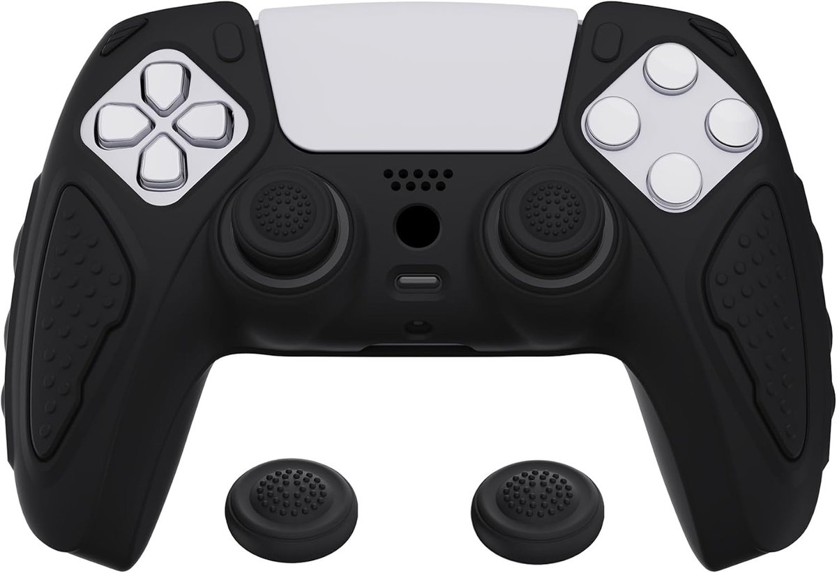 SnelShoppen - Silicone Anti-slip Case voor PS5 Controller - Ergonomische Knight Edition - Zachte Rubber Cover met Extra Grip en Thumb Grip Caps - Duur
