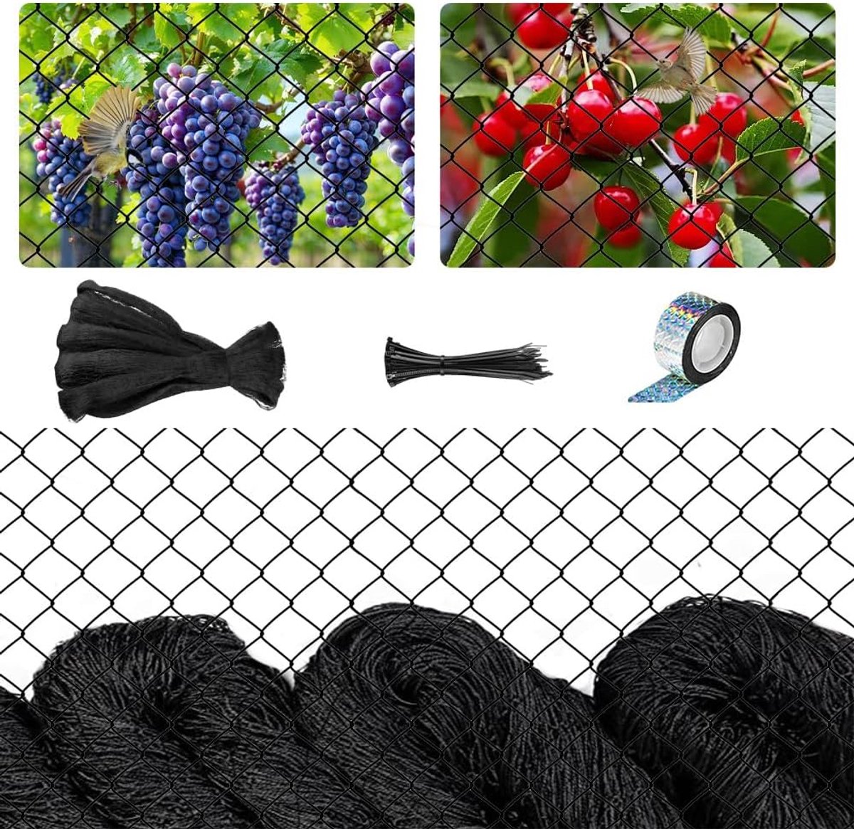SnelShoppen - Bird Protection Net 7.5m x 15m, Fijn Gaas, Pigeon Net, UV- en Weerbestendig, Tuin Net voor Fruitbomen, Balkon en Groenten Bescherming te