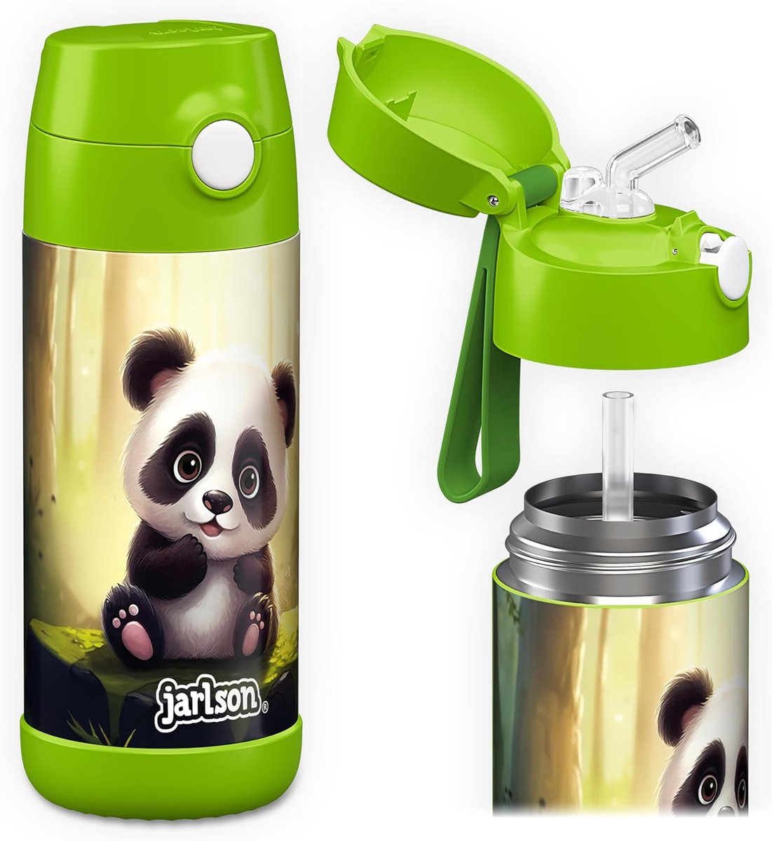 SnelShoppen - Kinderen Waterfles Charli [12 oz] - RVS Thermoflask met Rietje - Isolerende Leaksvrije Drinkfles voor School en Sport - Thermo Cup voor