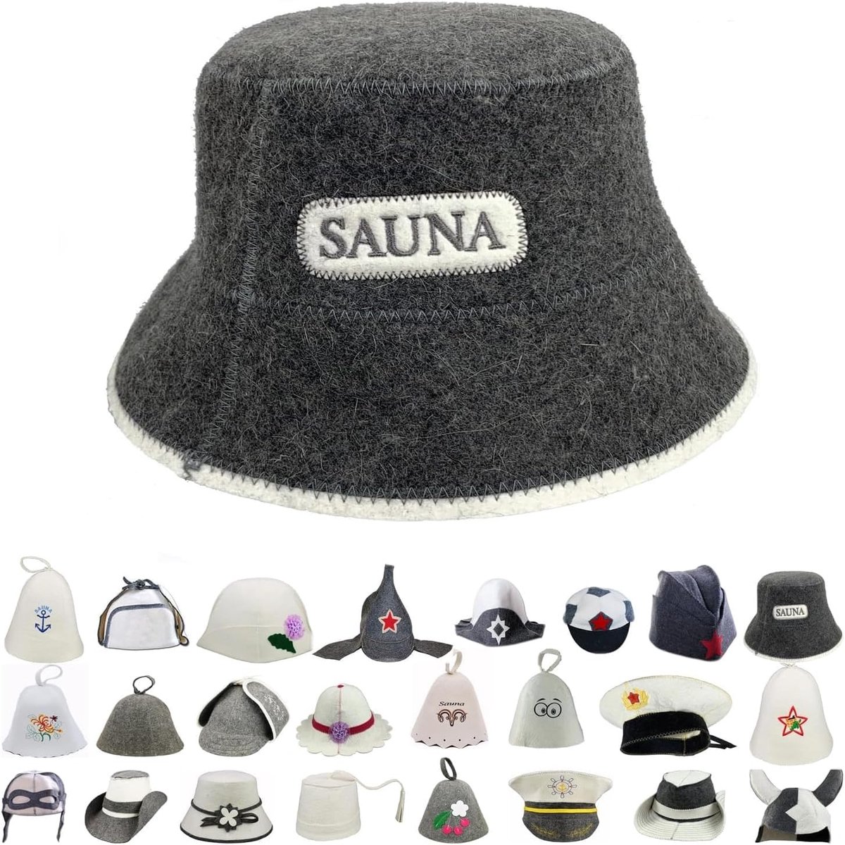 SnelShoppen - GMMH Sauna Hoed - Wol Vilt Sauna Hoed voor Mannen en Vrouwen - Bescherming tegen Hitte en Kou - Perfecte Sauna Accessoire