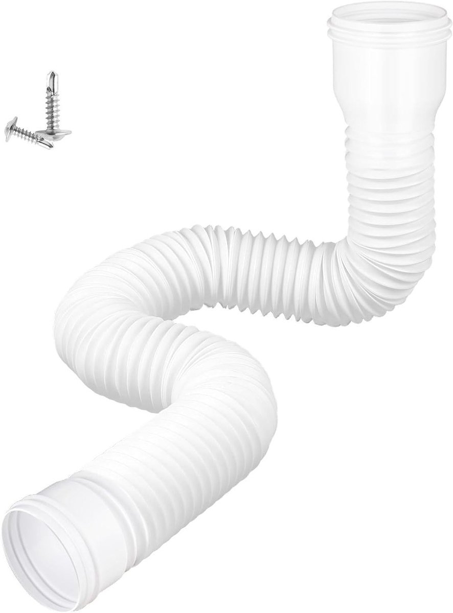 Flexibele afvoer valpijpverlenging, ronde uittrekbare regengoten van 47 tot 150 cm, dakgoot aansluiting set voor valpijp 80/100 mm, ideaal voor regenwaterafvoer en installatie
