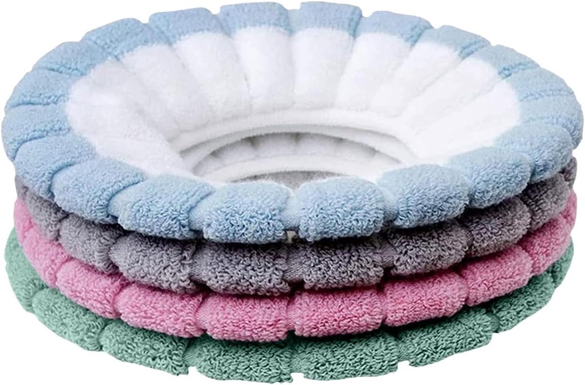 Universele 4-delige Toiletbril Covers van Dikke Wasbare Fiberstof met Handvat voor Comfort en Warmte