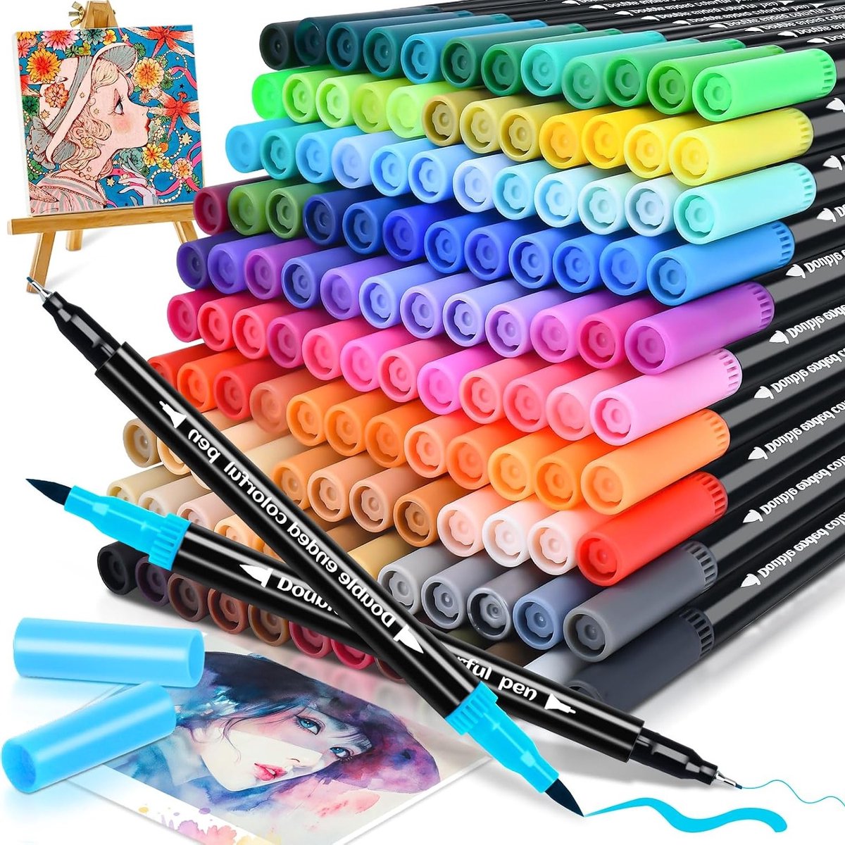 Set van 120 Dual Brush Pens voor Kleurboeken, Bullet Journals en Creatief Tekenen - Fineliners, Viltstiften en Penselen voor Volwassenen en Kinderen