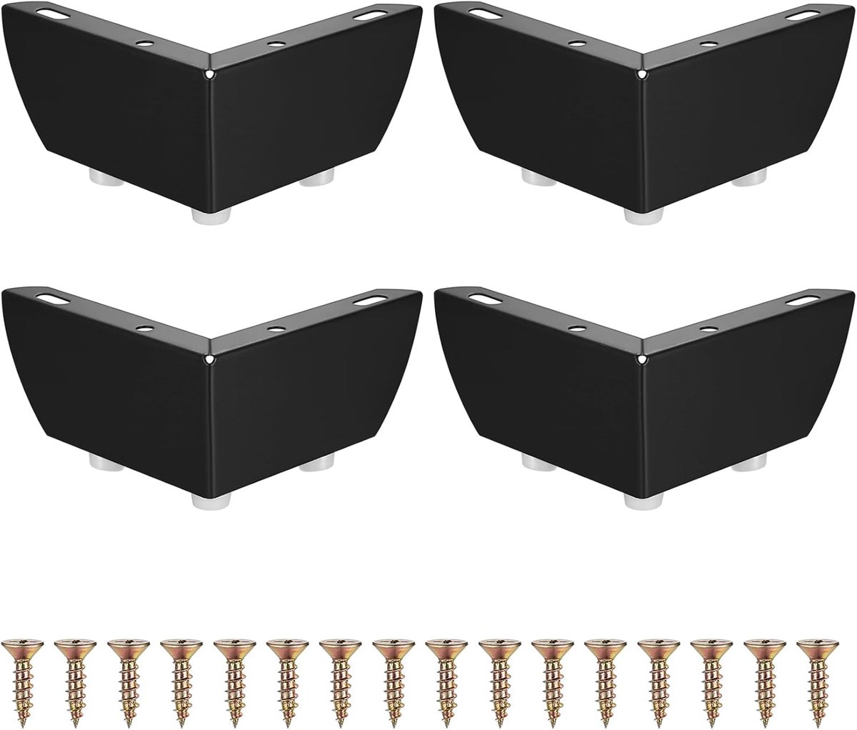 SnelShoppen - 4 Stuks Zwarte Metalen Meubelpoten, 55mm Meubelpoten voor Kast, Tafel, Bank, TV-kast, Bedtafel, Stevige en Duurzame Poten van Hoogwaardi