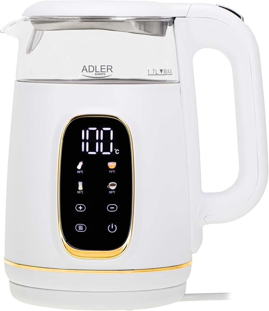 Thijox - Glazen elektrische waterkoker 1,7L met temperatuurregeling - LED-display, touchbediening, 5 temperatuurprogramma's, warmhoudfunctie, 2200W